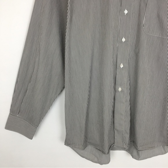 St. Croix Men Button Down Shirt Long Sleeve Black White Stripes Made In Italy XL - Picture 4 of 9